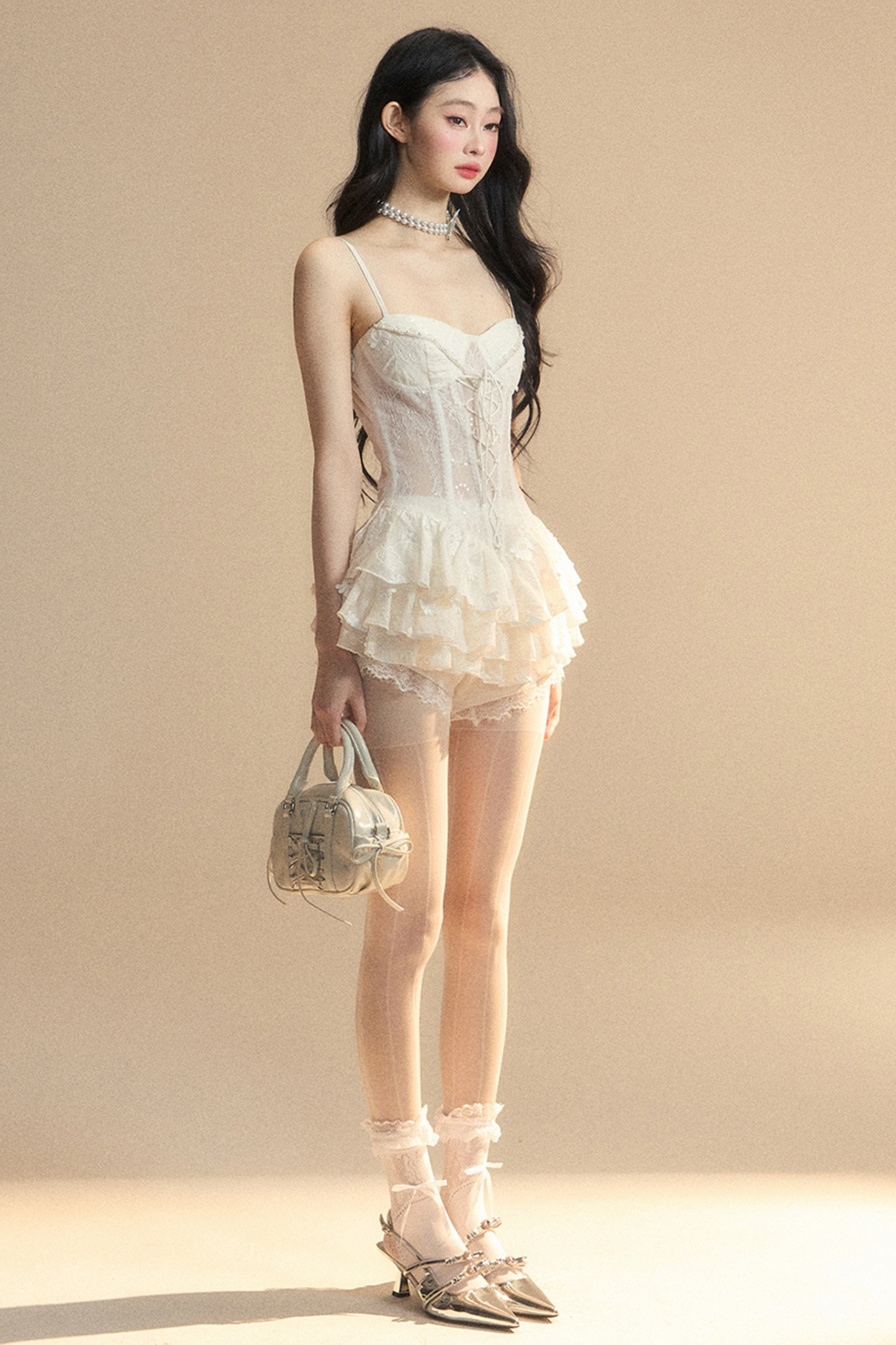 One-Shoulder French Cami Lace Dress Soul