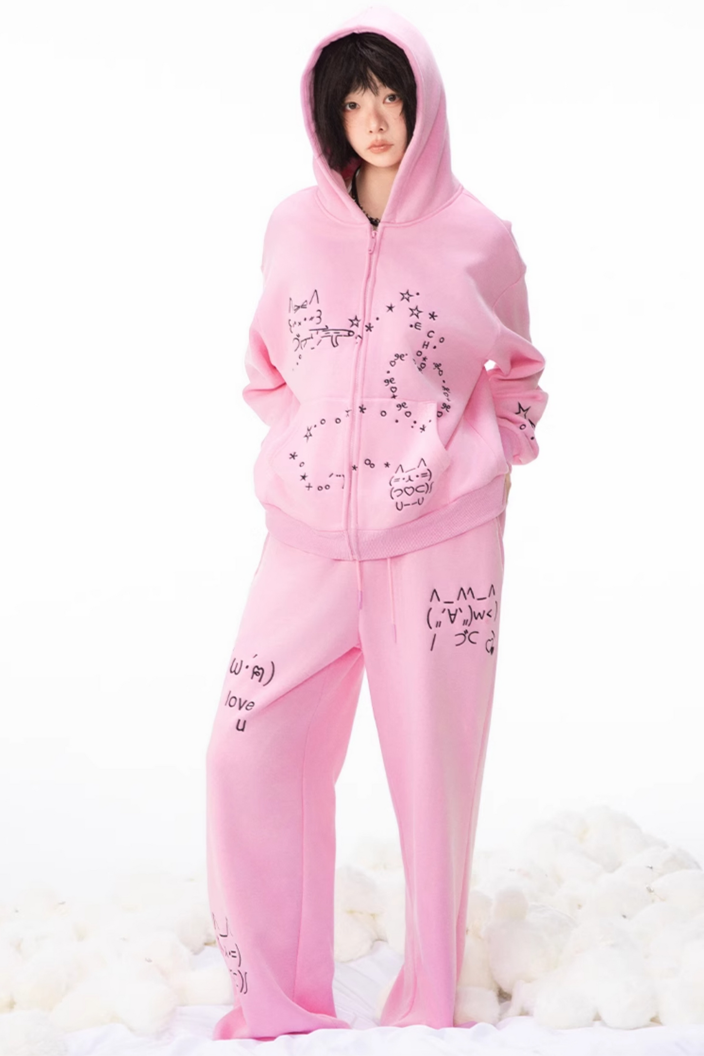 Computer Leg + Straight Hooded Sweatpants Boa Hoodie