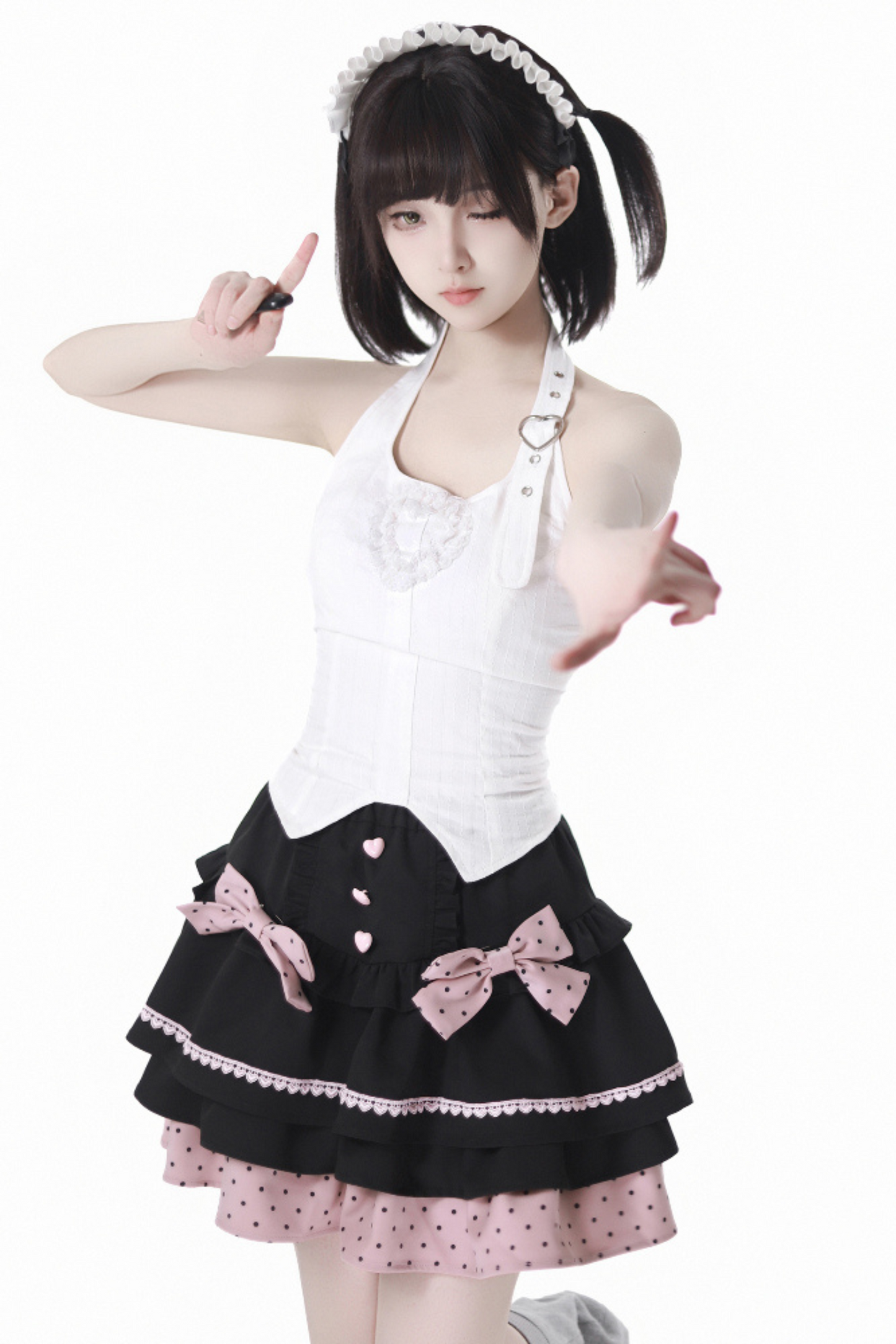 Berry Cake Camisole Skirt French Top + Ribbon Neck Halter