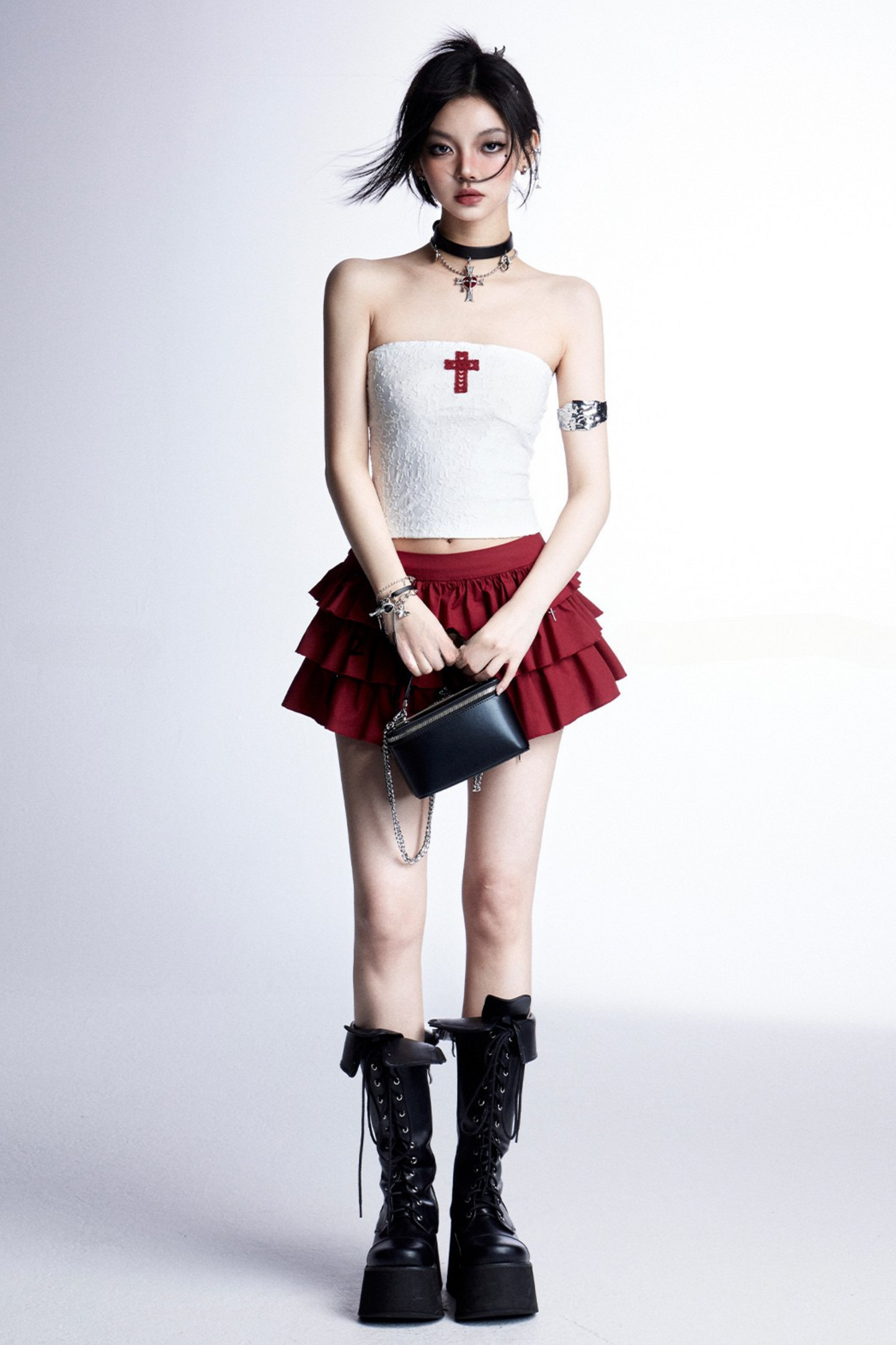 Mode cross hooded cake hoodie skirt cool tube top +