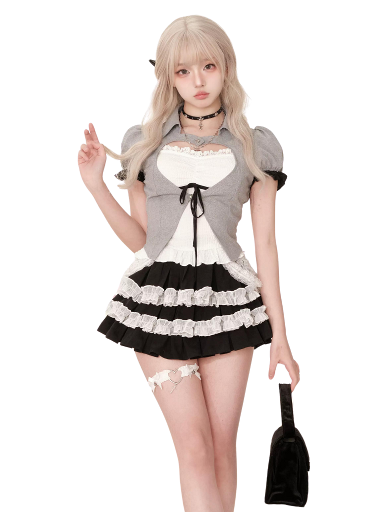 Camisole Cake White Black White + Black Love Top Grey Summer Skirt Letter