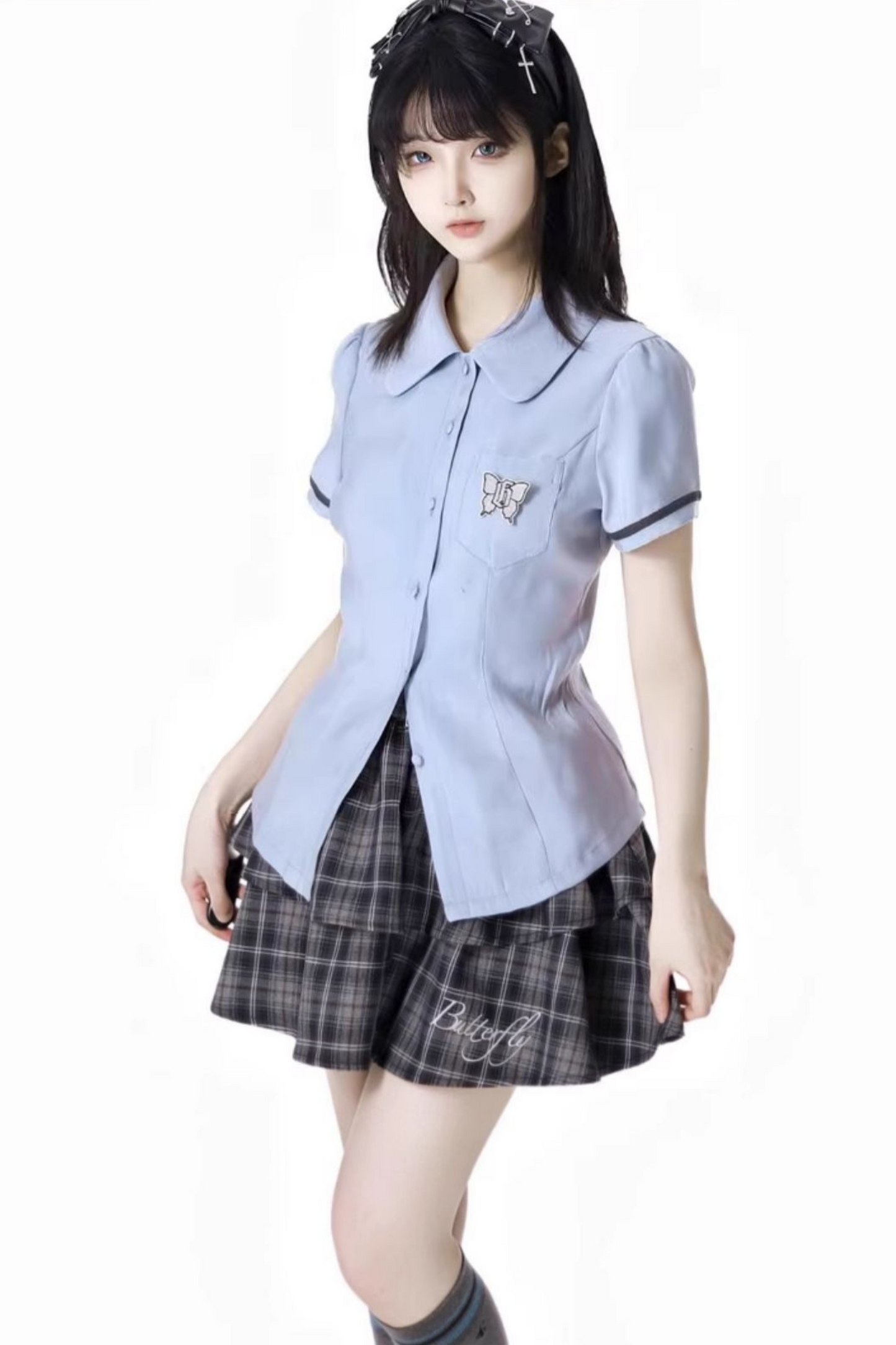 + College short suspender dress bshirt skirt