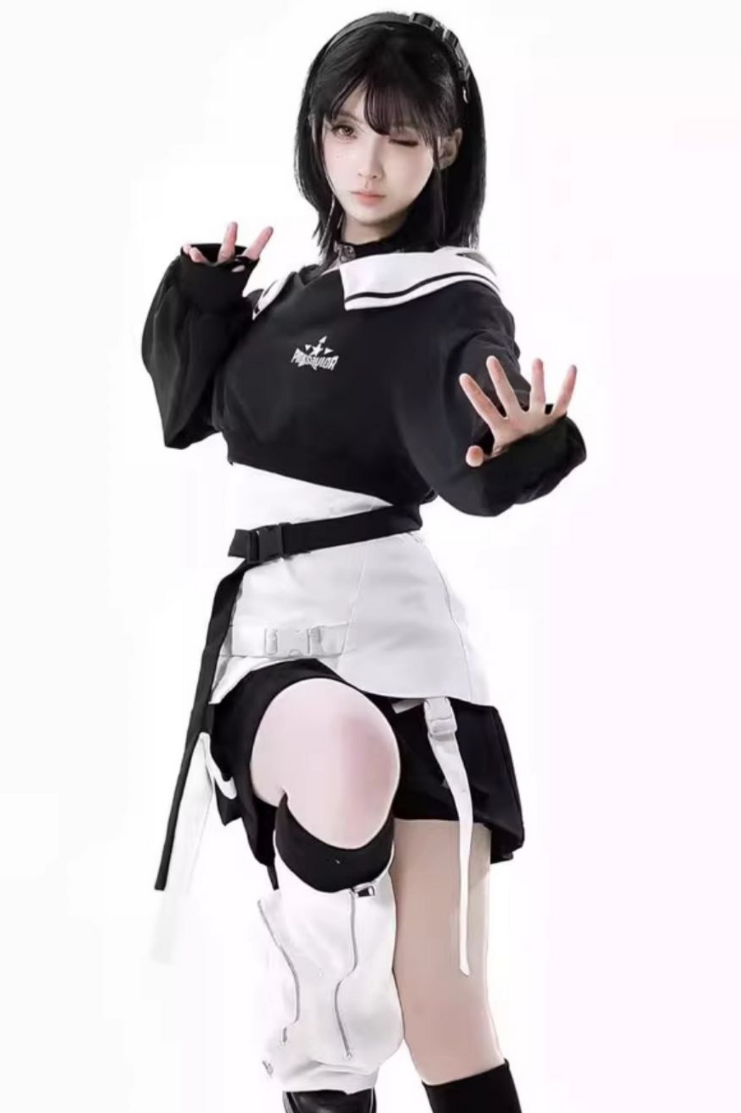 + camisole leg skirt Mode warmers cyber top