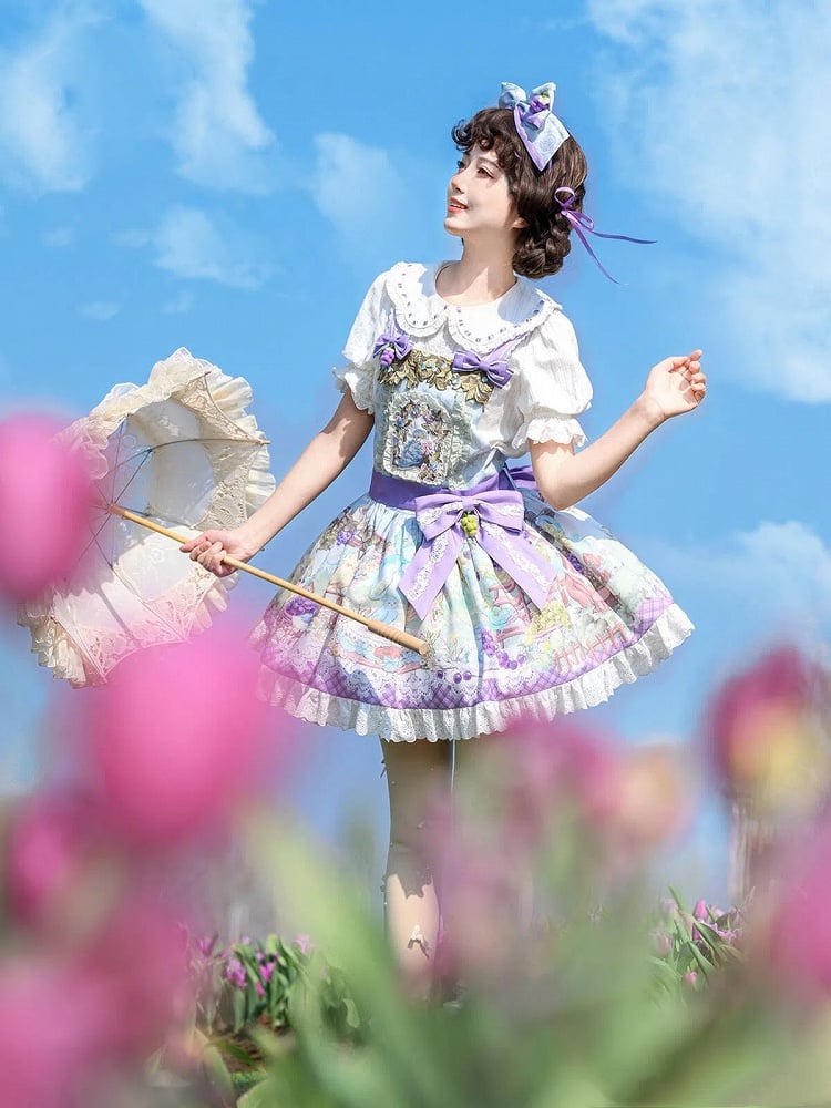 Trauben Overall Papagei Süßes Lolita-Kleid mit Print und niedlich