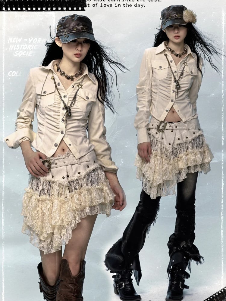 Chemise courte froncée abricot