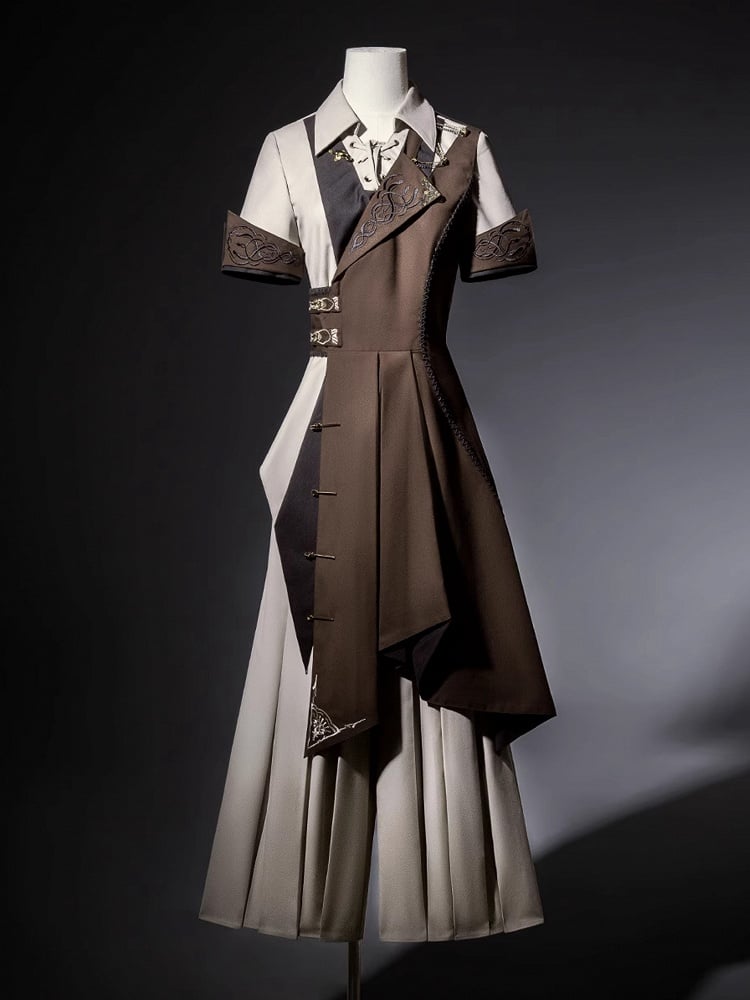 - Sleeves Short Steampunk Shirt Ouji + Lolita Set Three Pieces
