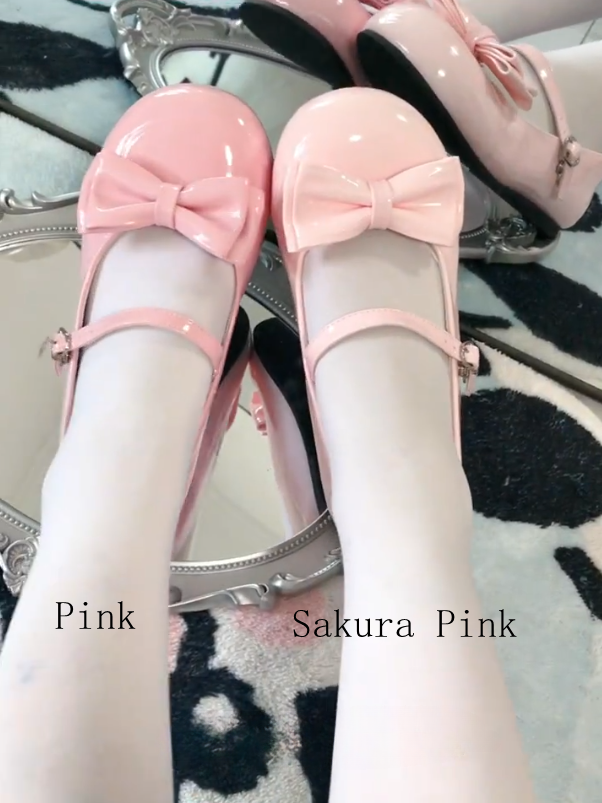 Removable Bow Shoes Pink 1cm with Style Low-heel Sweet