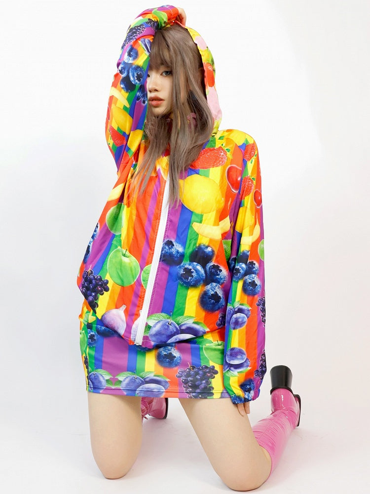 Fruit Jacket Gyaru Protection Hoodie Colorful Sun Fashion Print