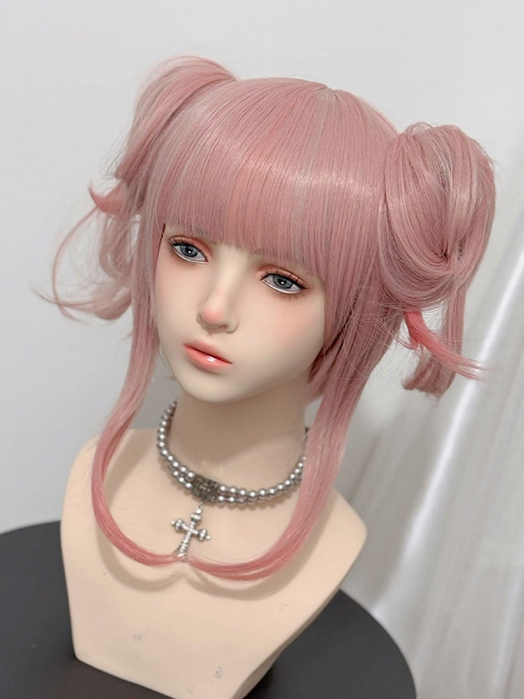 Bangs Clips Claw Length Pink 30CM Wavy Wig 38CM Ponytail With + Air Double
