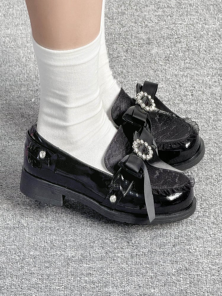Loafer bei Bow Kei Shoes Top Slip-in Fit Schwarz Jirai