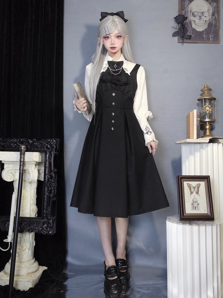 Daily Dress Waist Square Neckline Fit Slim Black