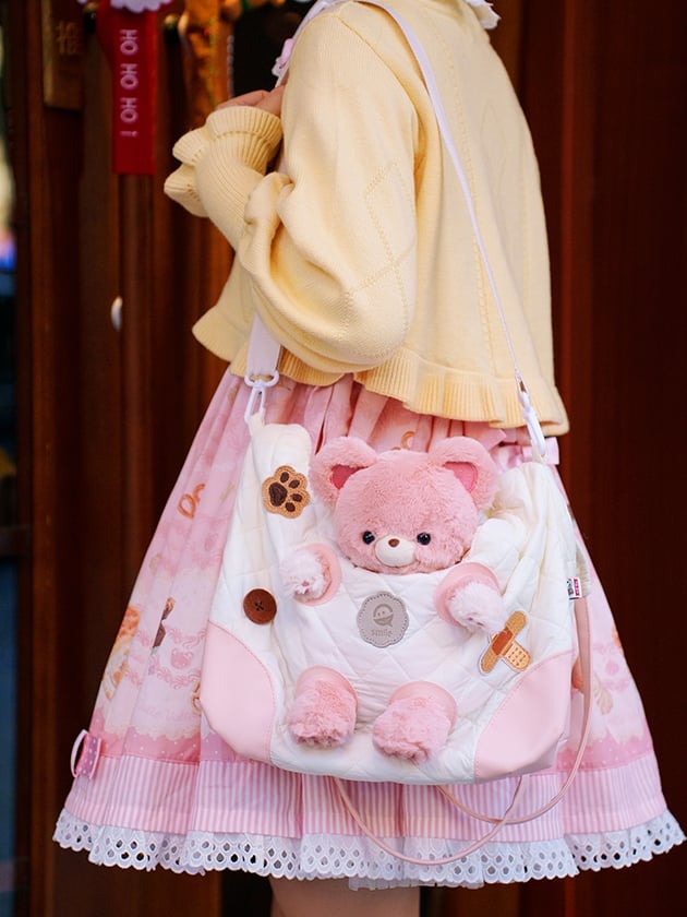 Design Crossbody Cut-out WhitePink Bag
