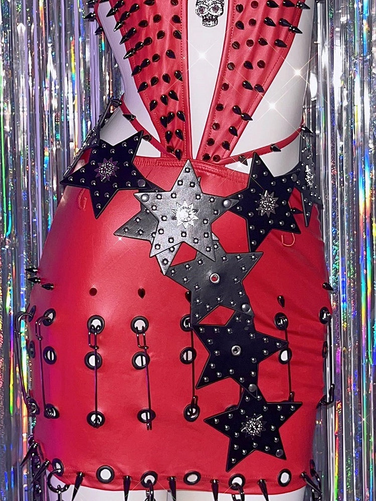 Ceinture en PU noir Stars Pop Punk