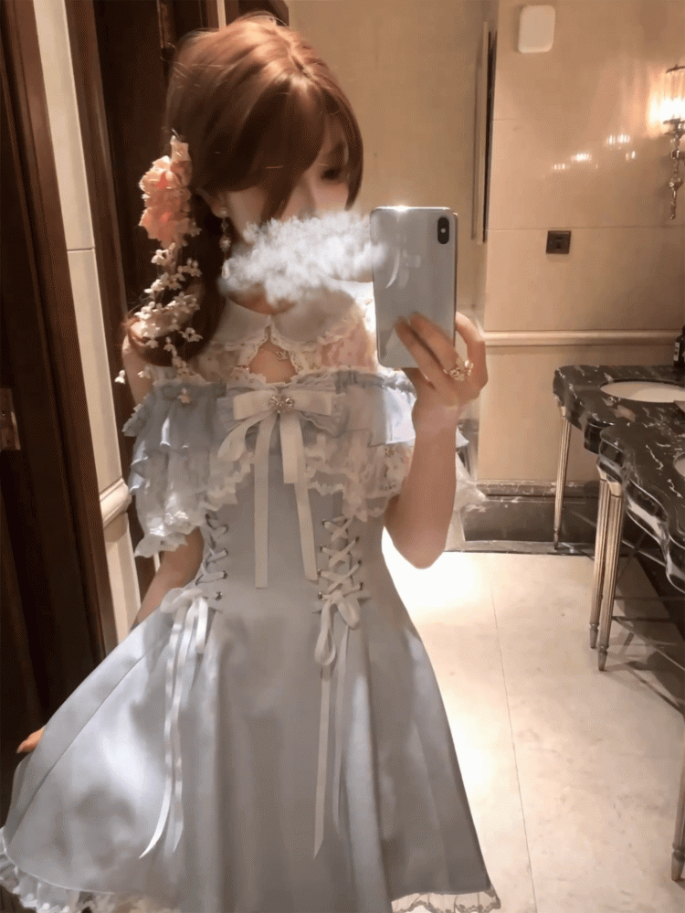 Purple Light in Style Pure Dress Off-Shoulder Landmine Edgy