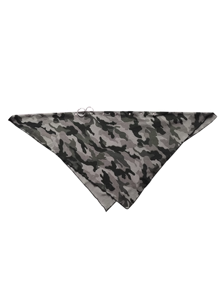 Punk Distressed Studded Triangle Camouflage Wasteland Scarf