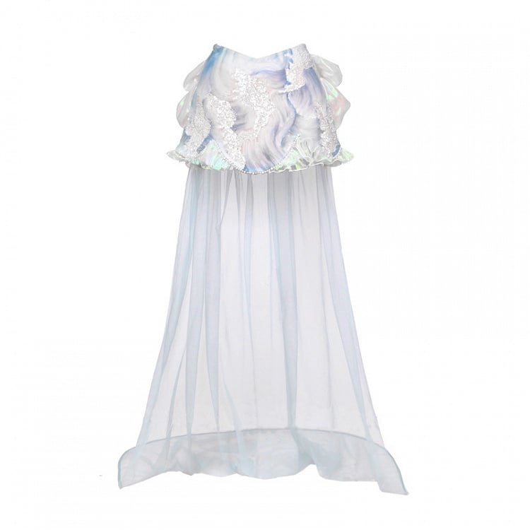 Detachable Train Fairy Bead Tulle Details and with Goth Skirt Sequin