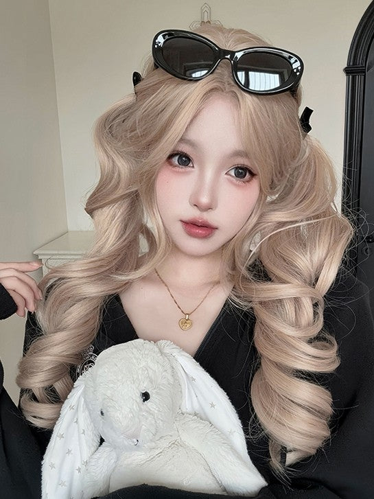 Bangs With Wavy Wig Curtain Blonde 75CM Length