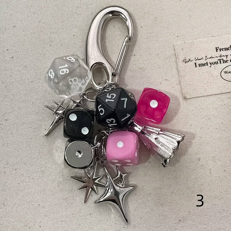 Options 5 Dice Cyberpunk Y2K Keychain