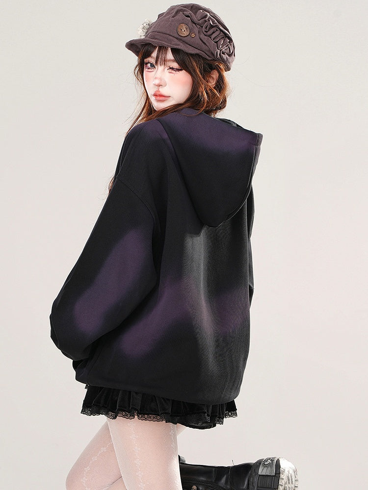 Schwarz/Roter Schmetterlings-Batik-Hoodie