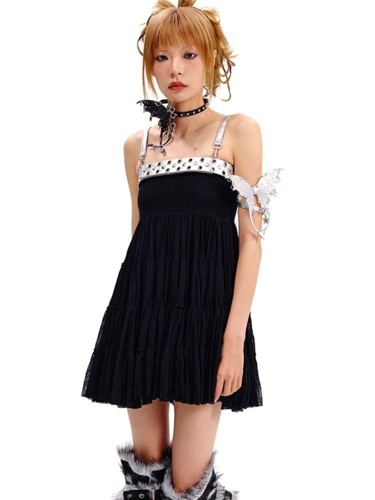 Punk Black/Silver Butterfly Choker