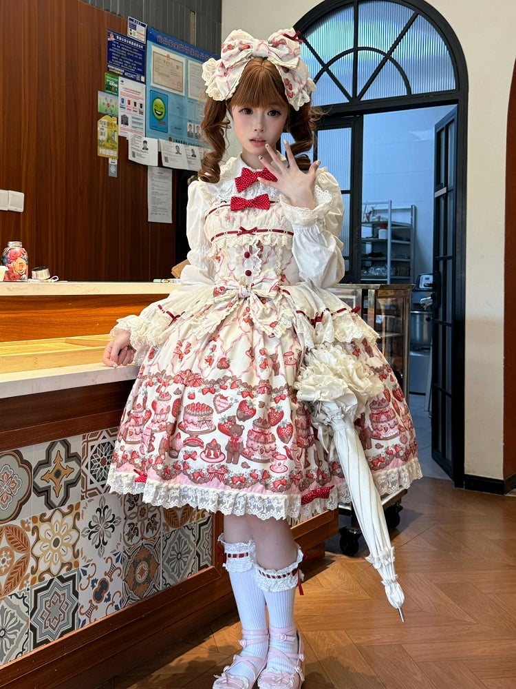 and Lolita Skirt Sweet Strawberry Jumper Teddy Print