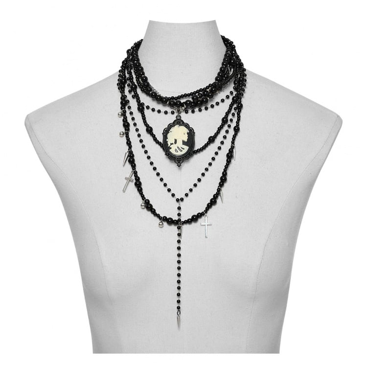 Goth Cross Mehrschichtige Halskette