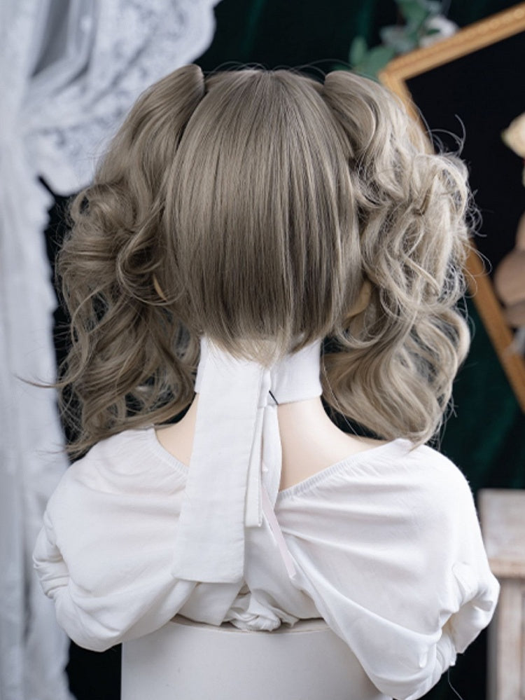 Brown Claw Double Clips Ponytail Gray Wig Length With 30CM Synthetic