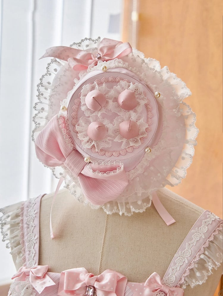 Rosa/Weißer Erdbeerkuchen-Minihut
