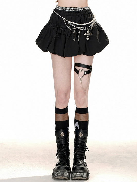 ブラックのドローストリングデザインバブルスカート