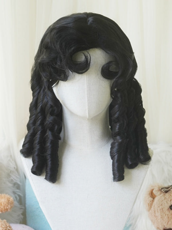 Black/Light Blonde/Pink/Dark Brown/Blonde Above Bust Length Wig With Roman Curly Bangs