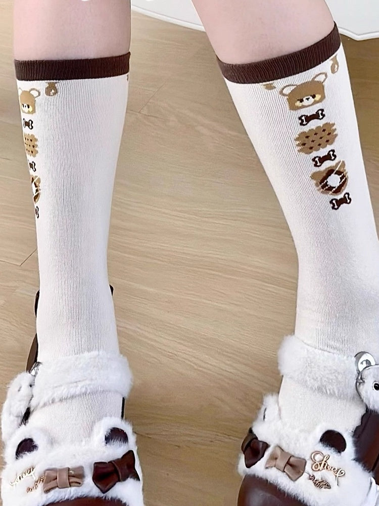 Brown Bear Calf Cookies Lolita Pattern Socks and