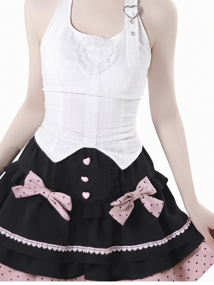 Detachable Cups White Halter Padded Neck Top with