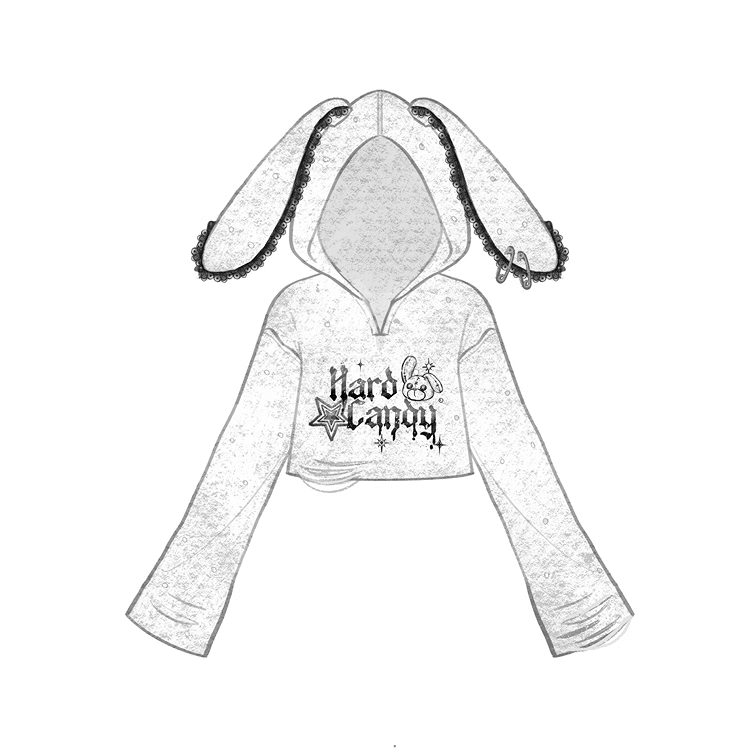 Trim Coverup with Bunny Ears Design White Semi-sheer Lace Plus Black and Size