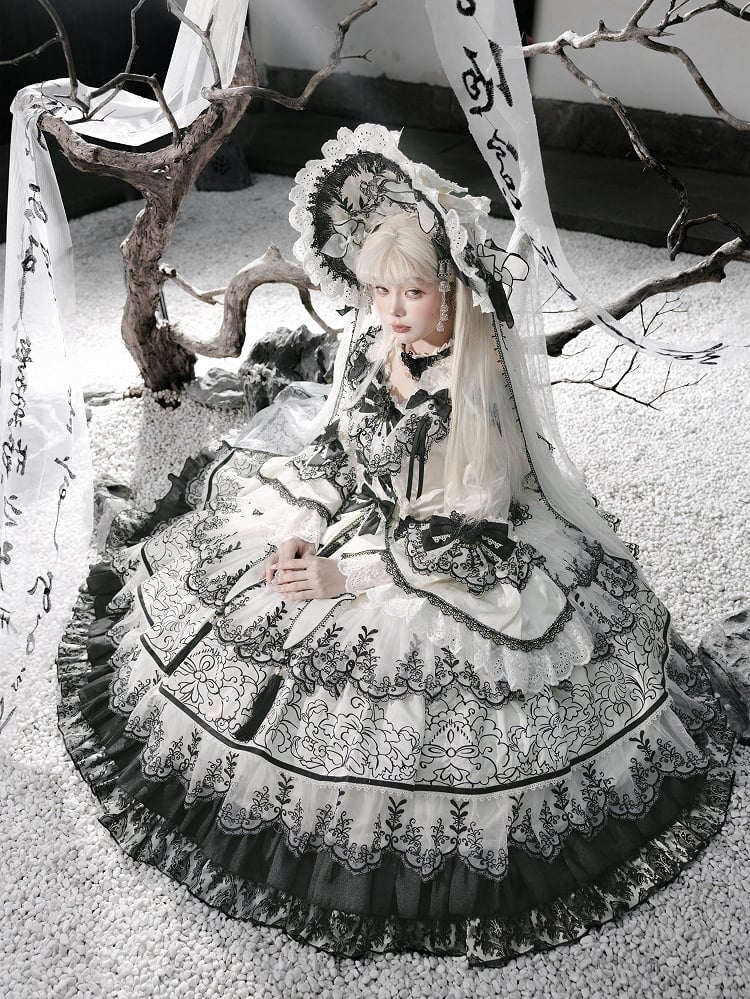 Tintenschimmer-Stil Schmetterling Schwarz Weiß Chinoiserie Stoff und