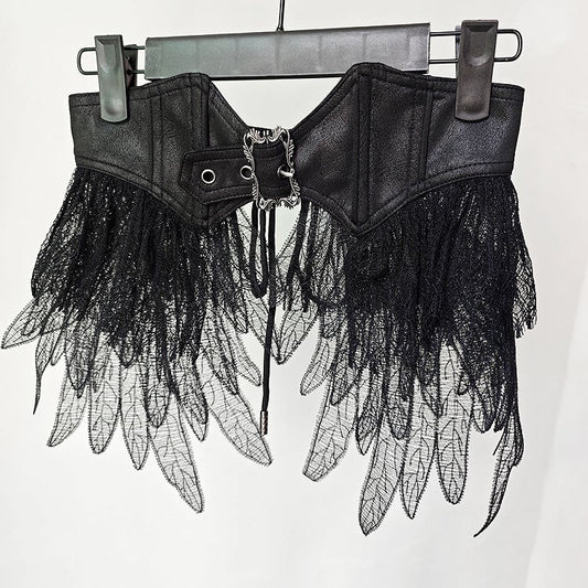 Corset Belt Gothic Lolita Feather Black