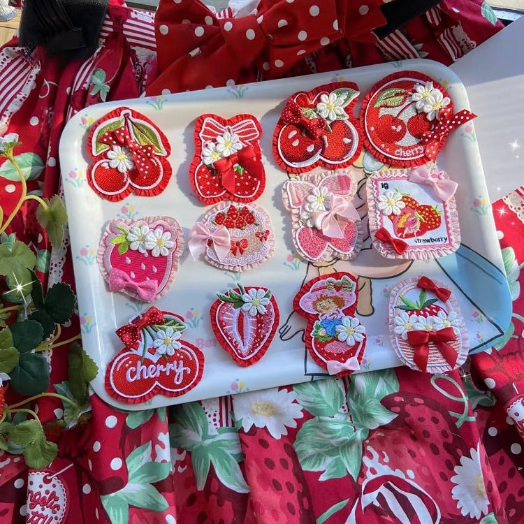 11 Decorated Bowknot Cherry/Strawberry/Cake Brooch/Hairclip Options