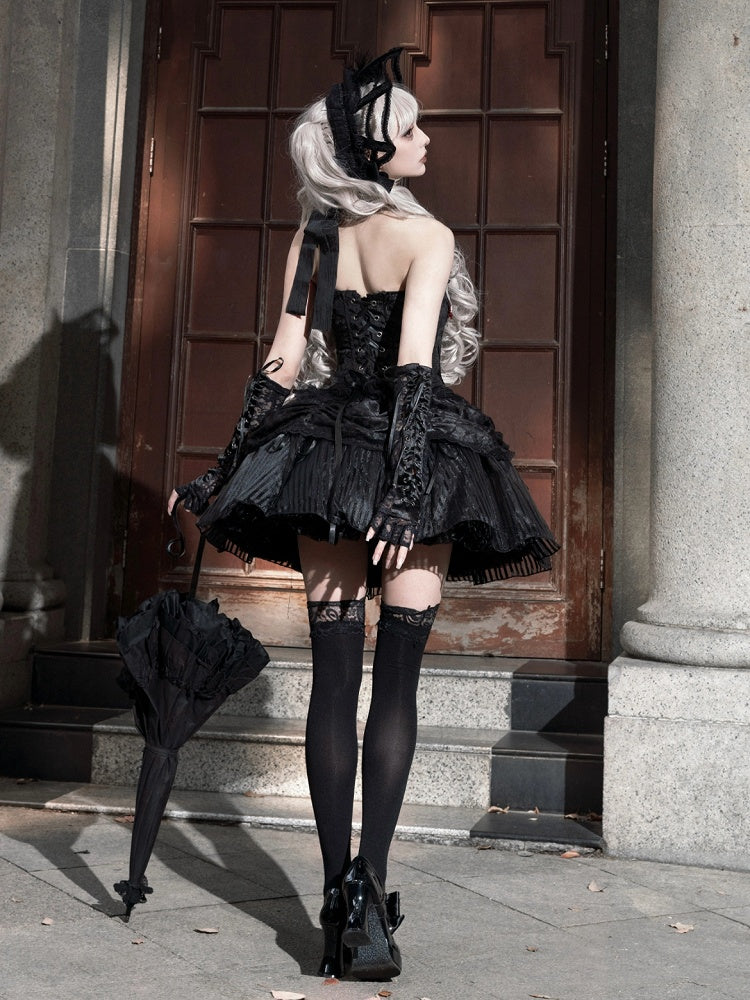 Lolita Black Drawstring Gothic Skirt