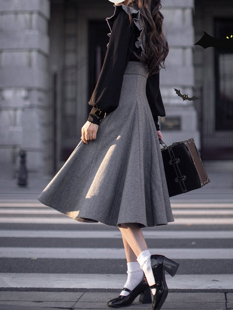 Overall Elegant Dress Waist High Gray