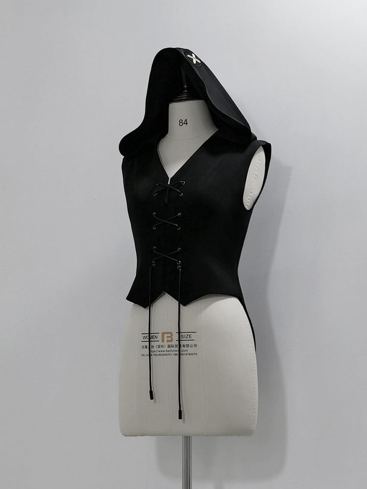 Ouji Black Ears Oversized Waistcoat Lolita Hooded Bunny