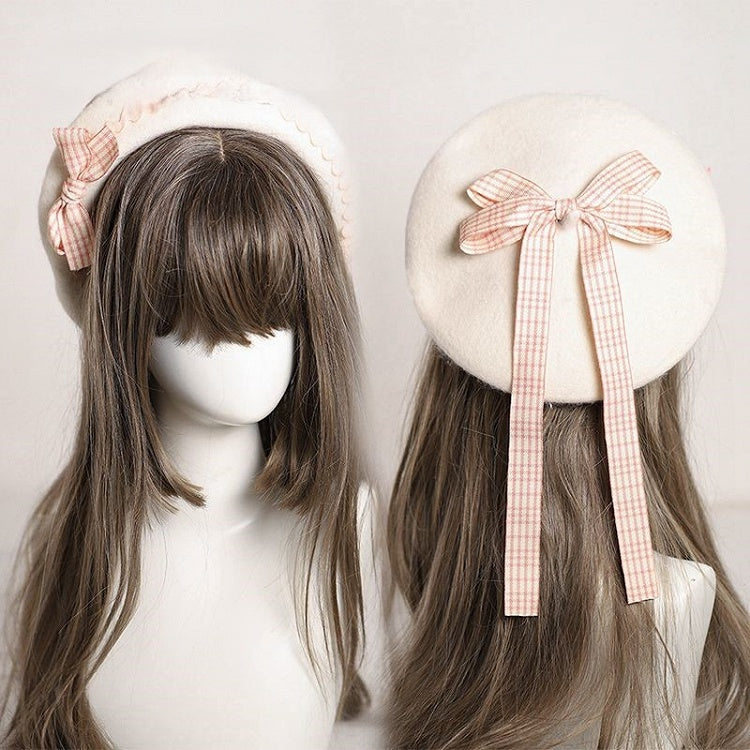 – Bow with Plaid Beret 10 Accents Embellished Options Color