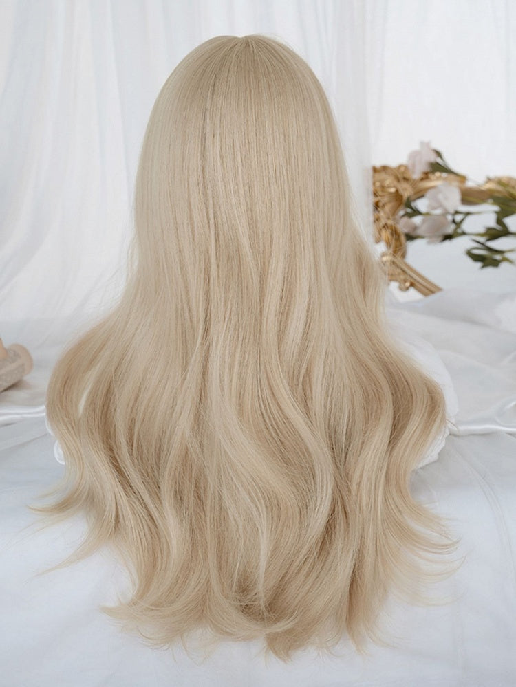 Wig Bangs Length Blonde Air With 60CM Wavy