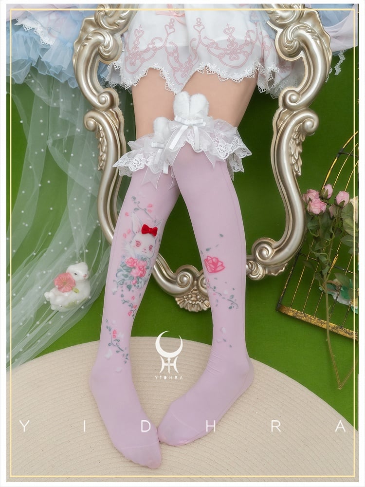 Süße Lolita Overknee-Strümpfe mit Animal-Print