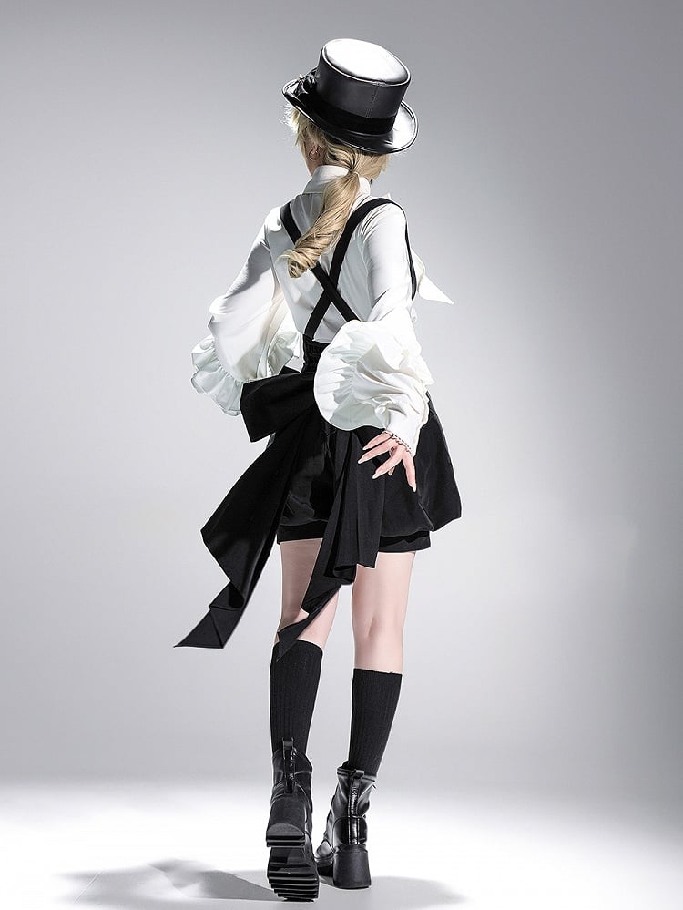 Chapeau haut de forme élégant à nœud papillon noir Ouji Fashion