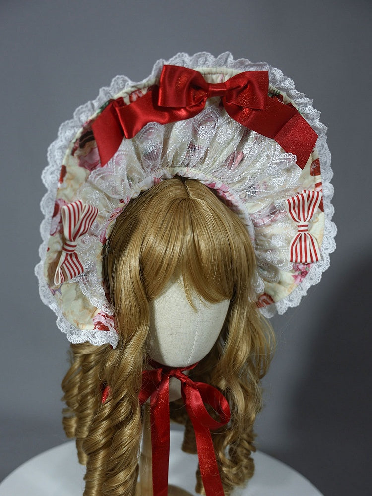 Lolita Pink Yellow White Sweet Bonnet /