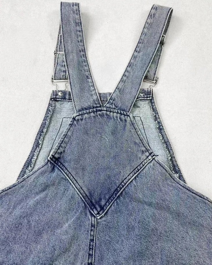 Pocket Jeans Puppy with Summer Waist Cute Accessory Plaid Overall