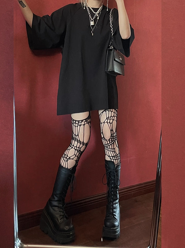 Oversized Dark mit Kleid Black Frenzy Tonal T-Shirt Stickerei