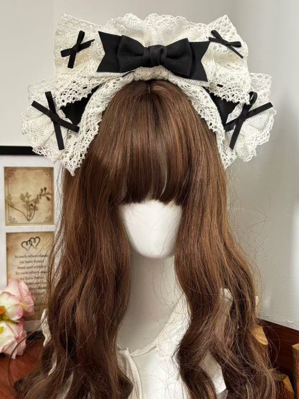 White / Black & White Old School Big Bowknot KC