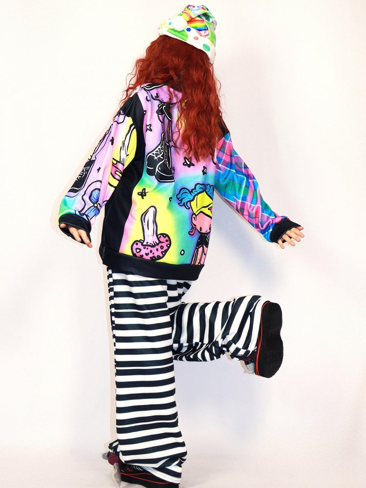 And Sweatshirt Gyaru Sneaker Fashion Colorful Cartoon Print Oversized