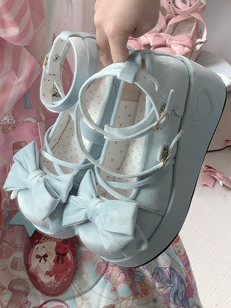 Lolita Mary Bow Blue Janes for Sweet Decor with Platform