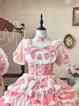 Süßes rosa Erdbeer-Schleifen-Halsband